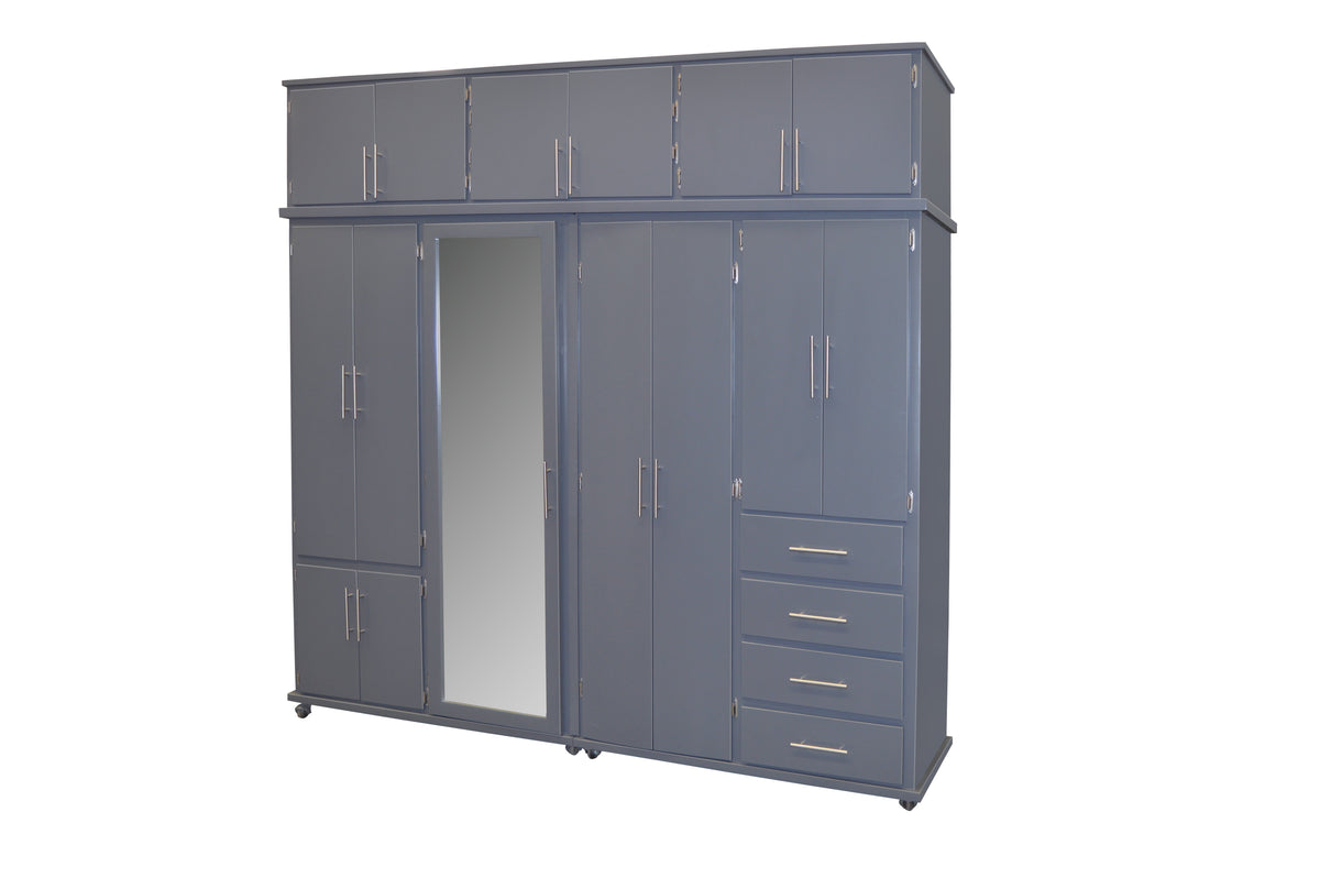 Ropero Modelo Closet 3 Piezas Gris - producto completo en fondo blanco