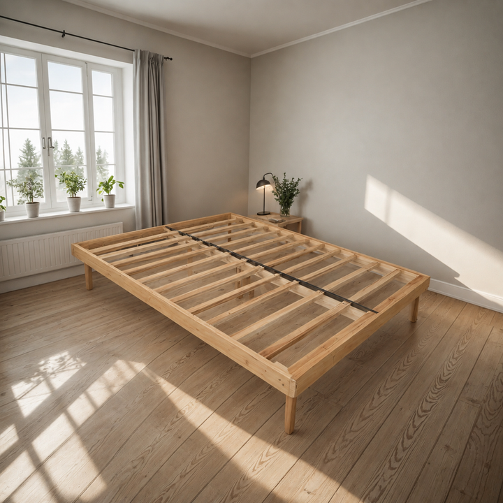 Base para Cama Modelo Polo Matrimonial Natural - producto ambientado