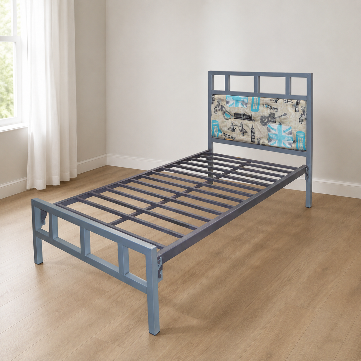 Cama Modelo Berlina Individual Gris - portada ambientada