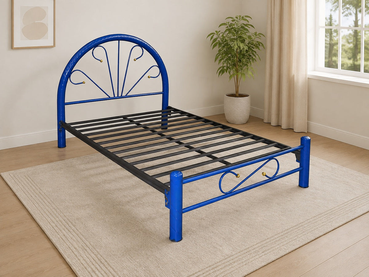 Cama Modelo Esmaltada Matrimonial Azul - portada ambientada verificada