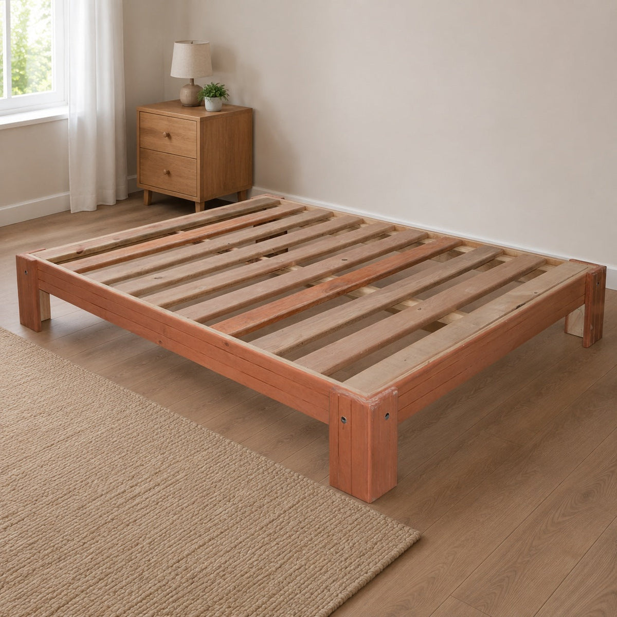 Base para Cama Modelo Egipcia Individual Caoba - portada ambientada verificada