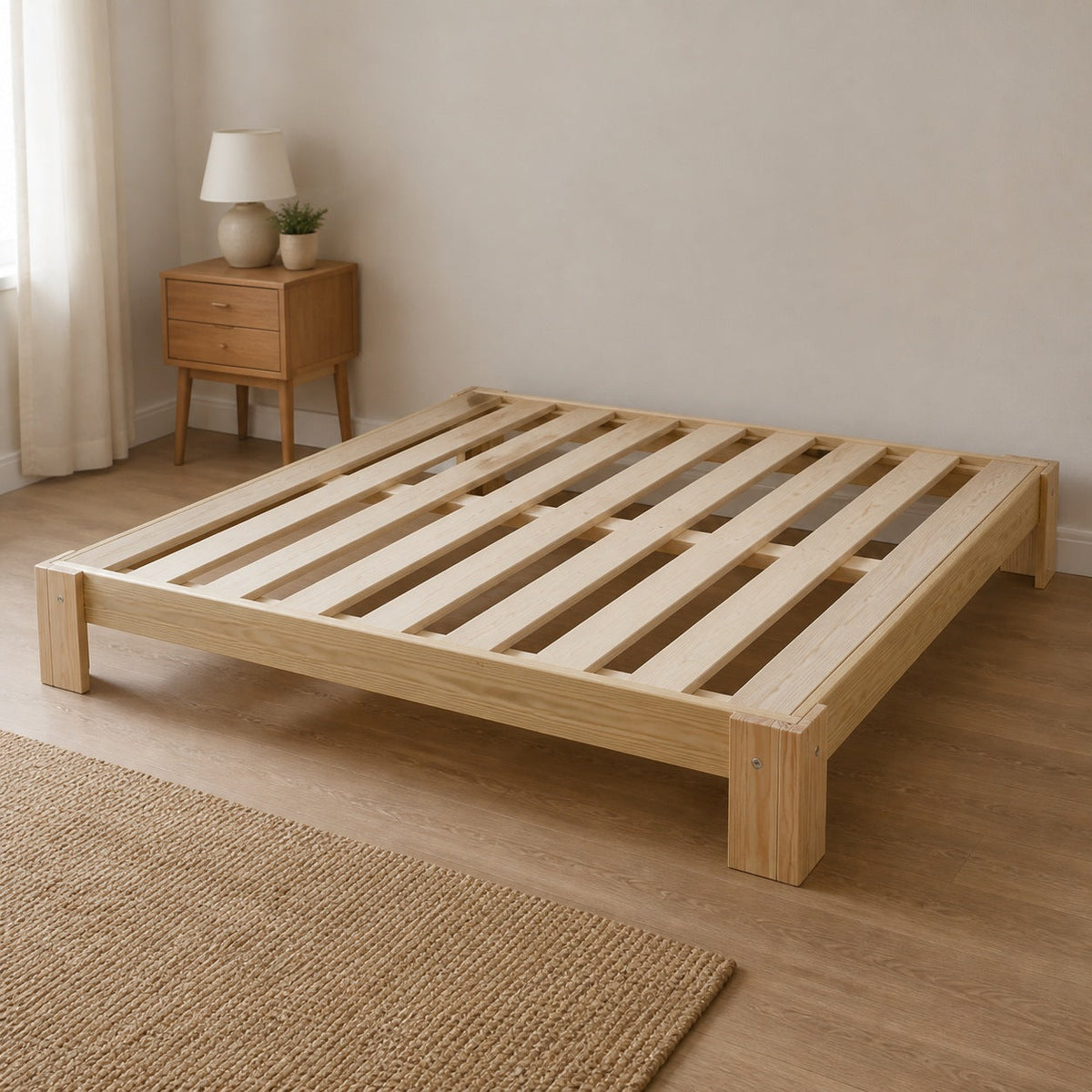 Base para Cama Modelo Egipcia Matrimonial Natural - portada ambientada verificada