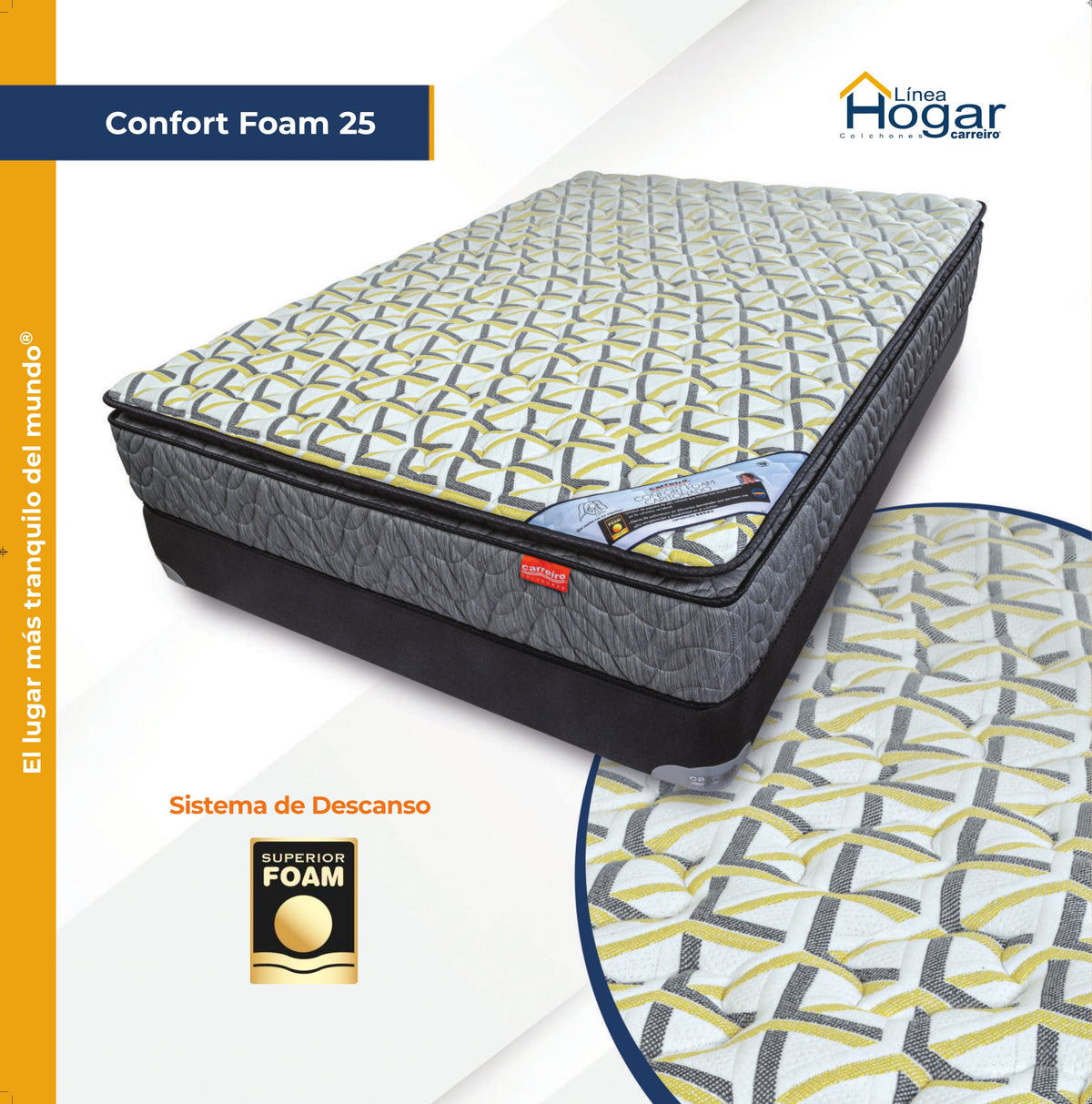 Colchón Carreiro Modelo Confort Foam 25 Matrimonial - modelo oficial Carreiro 2025