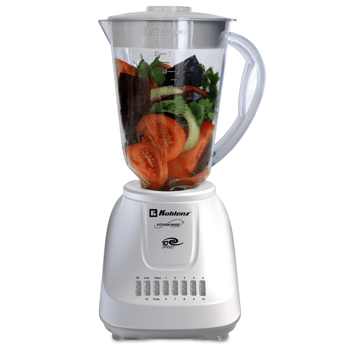 Licuadora Súper Deli Koblenz LKM-5710 PB - vista principal oficial con ingredientes