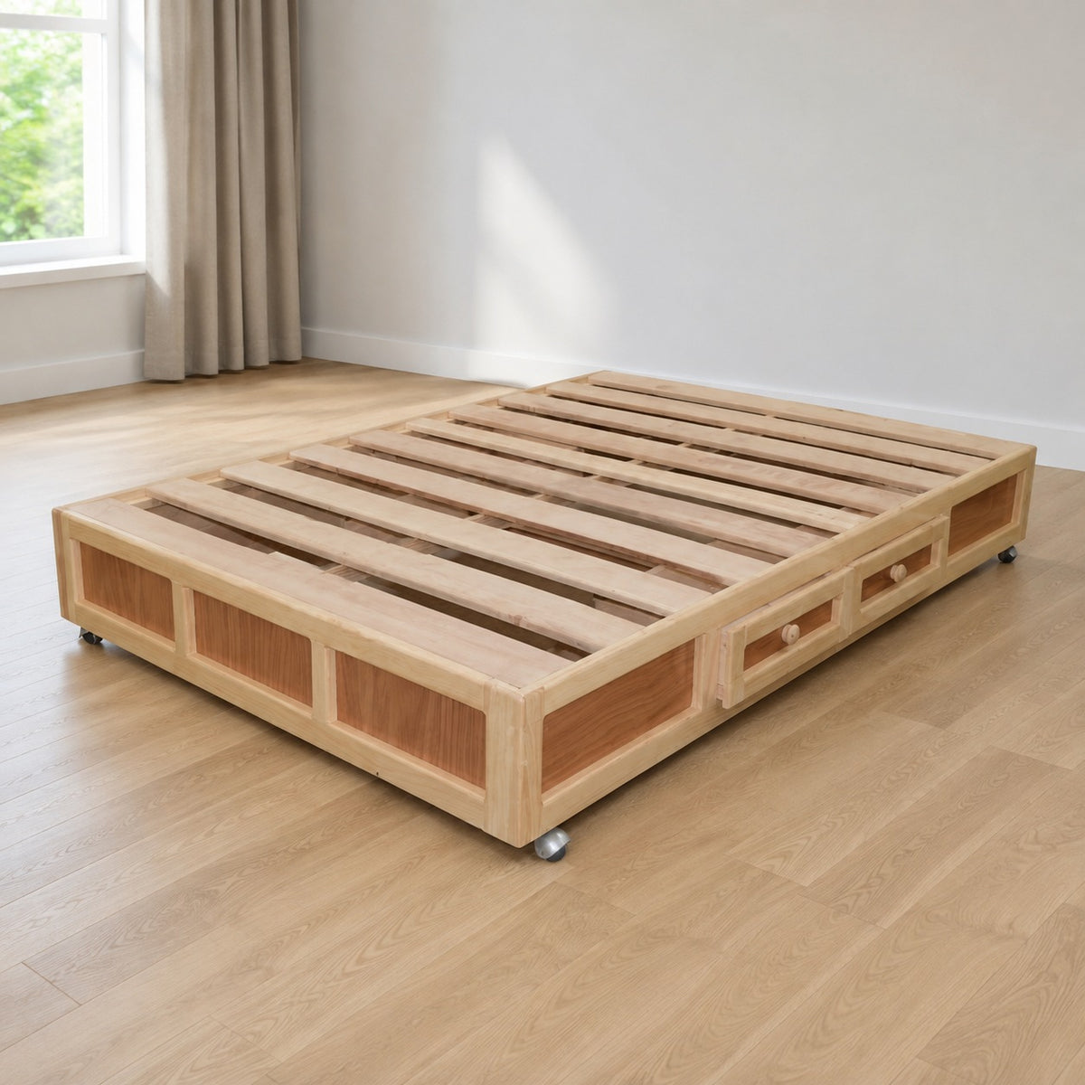 Base para Cama Modelo Grecia Matrimonial Natural - portada ambientada verificada