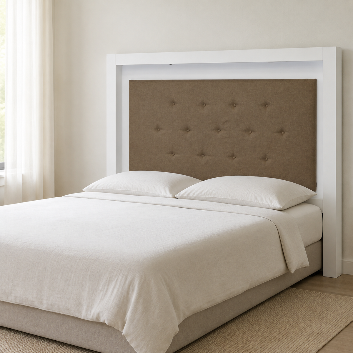 Cabecera Modelo Chiapas King Size Blanca - portada ambientada