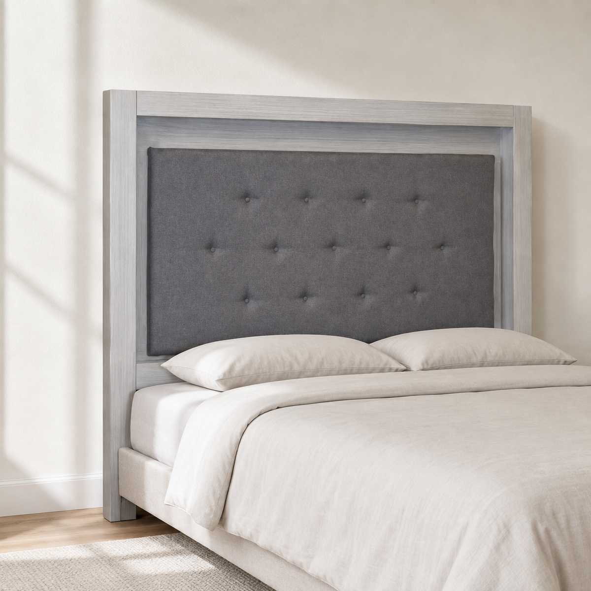 Cabecera Modelo Chiapas King Size Gris - portada ambientada