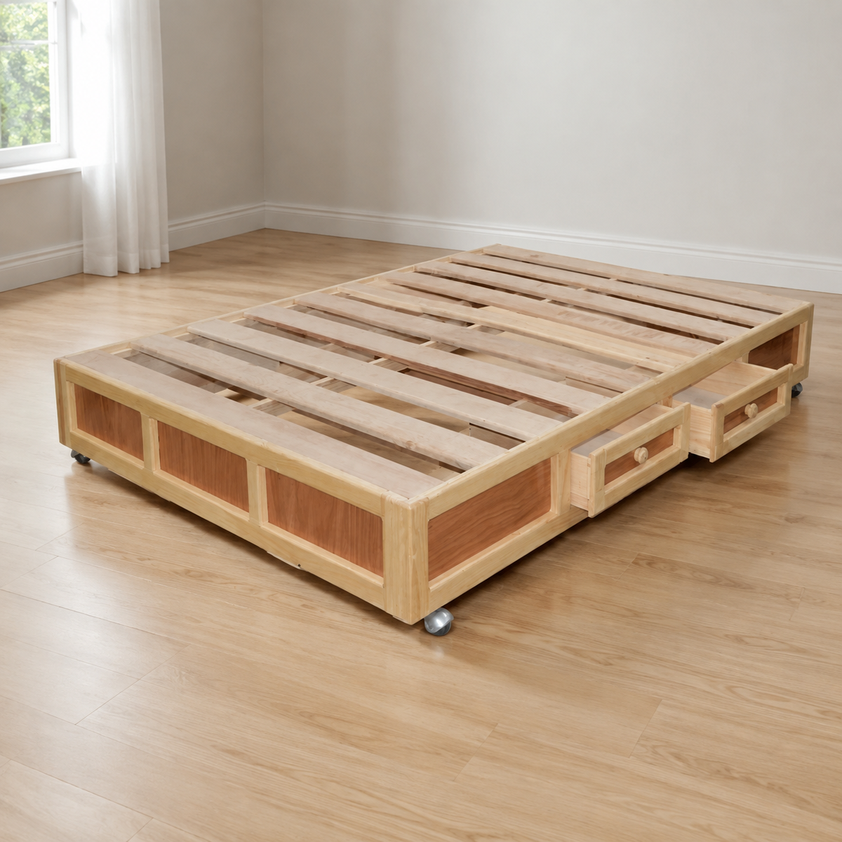 Base para Cama Modelo Grecia Individual Natural - portada ambientada