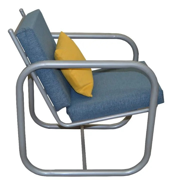 Sillon Modelo Miranda Individual Gris - vista posterior lateral