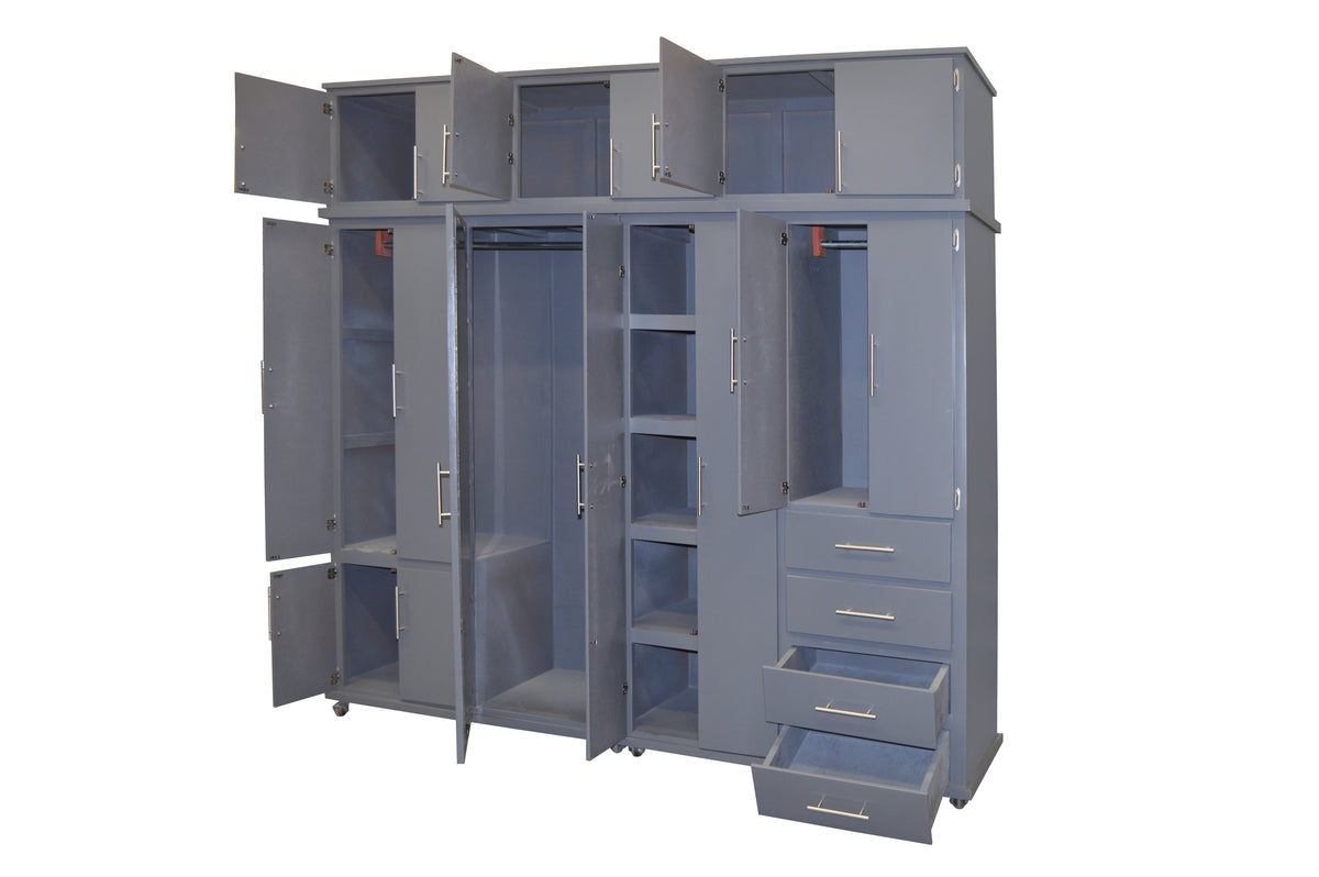 Ropero Modelo Closet 3 Piezas Gris - vista interior con puertas abiertas