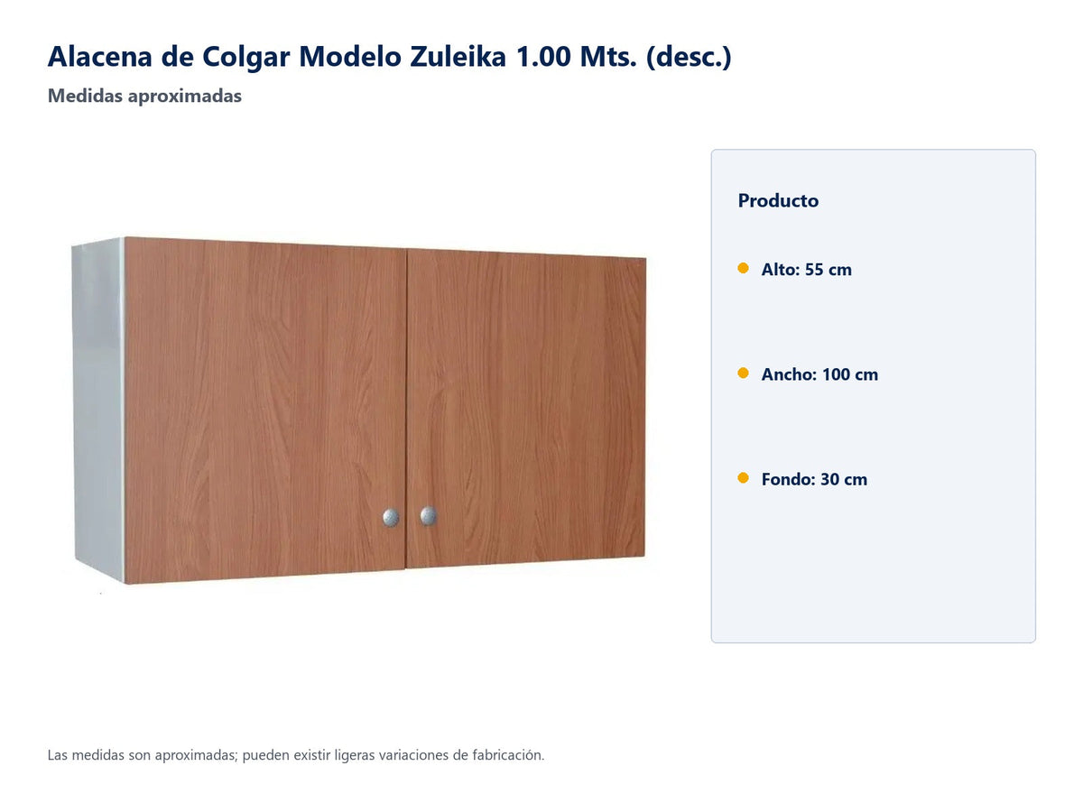 Alacena de Colgar Modelo Zuleika 1.00 Mts. - medidas aproximadas