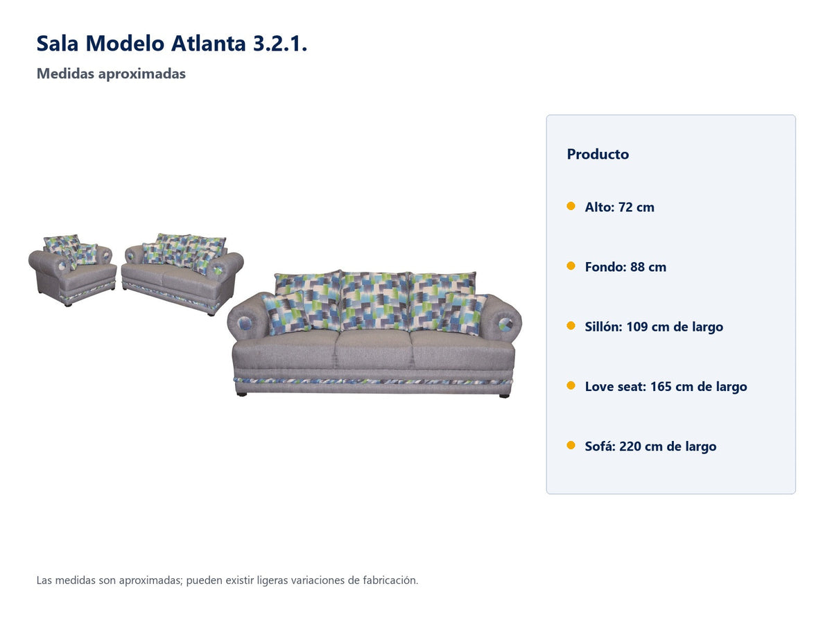 Sala Modelo Atlanta 3.2.1. - medidas aproximadas