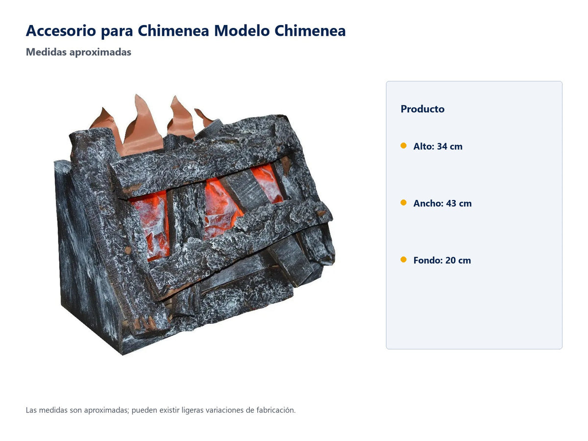 Accesorio para Chimenea Modelo Chimenea - medidas aproximadas