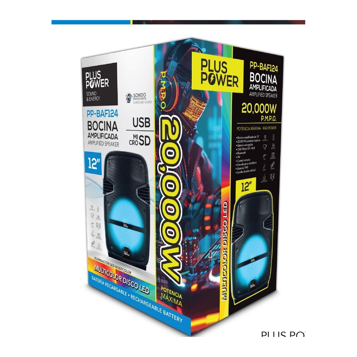 Bafle Amplificado Plus Power Modelo PP-BAF124 - empaque original