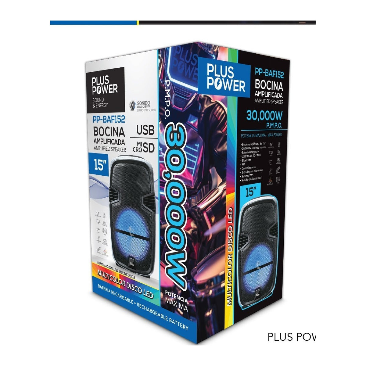 Bafle Amplificado Plus Power Modelo PP-BAF152 - empaque original