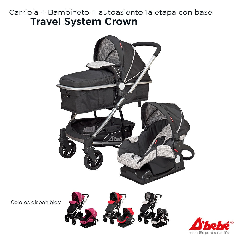 Carriola D'Bebé Modelo Travel System Crown - configuraciones y colores disponibles