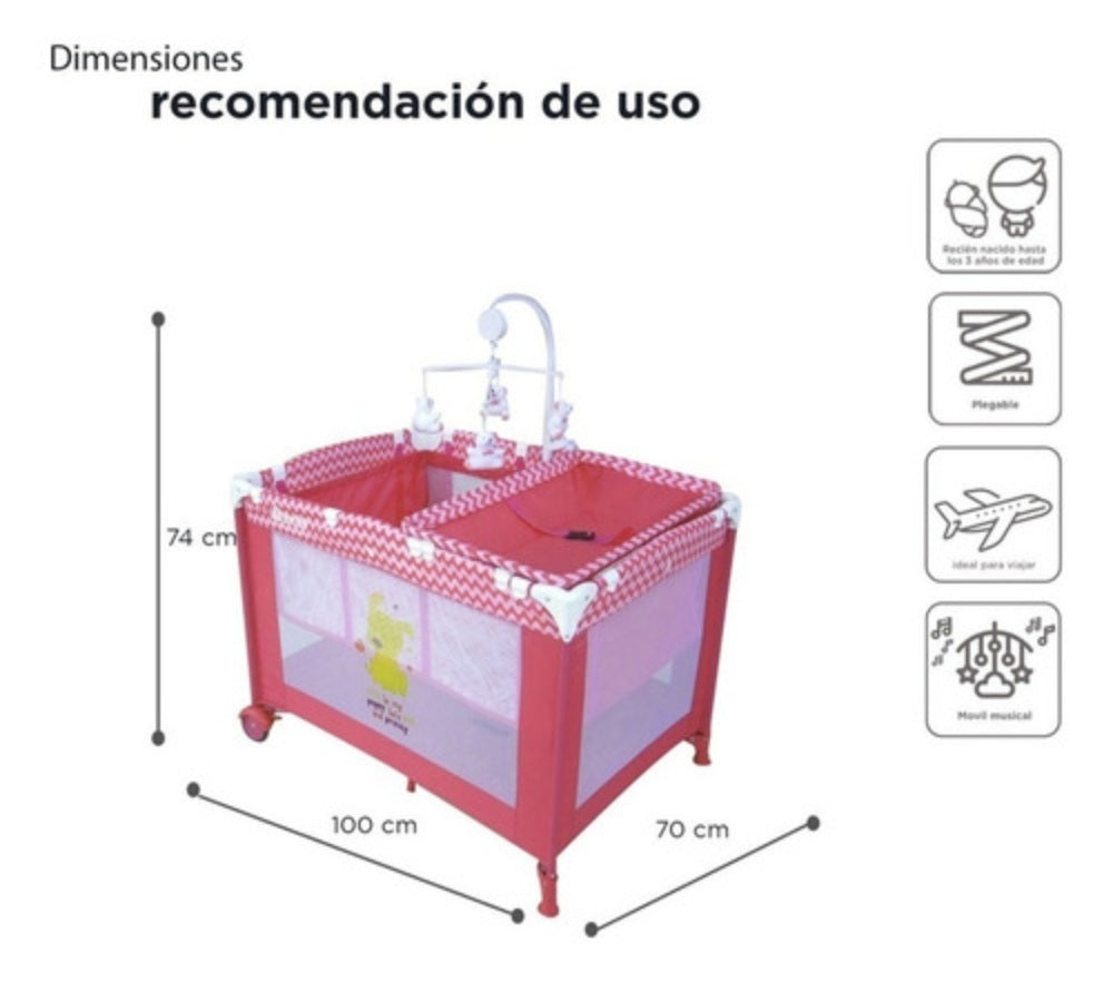 Corral Cuna D'Bebé Modelo Zoo Baby - medidas aproximadas y recomendaciones