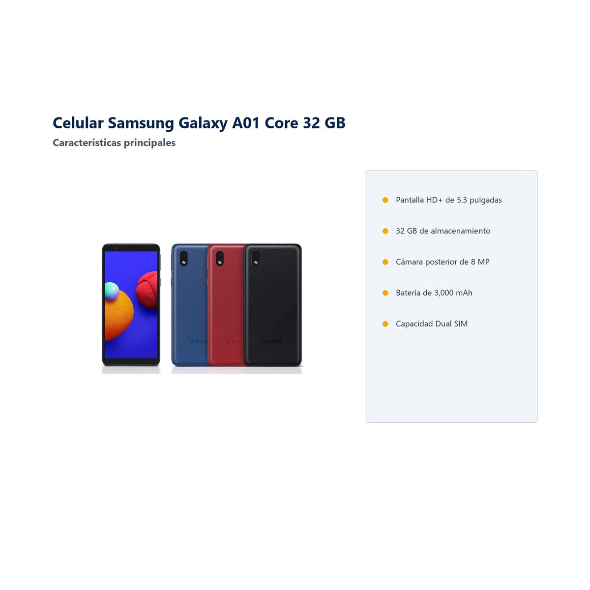 Celular Samsung Galaxy A01 Core 32 GB - características principales