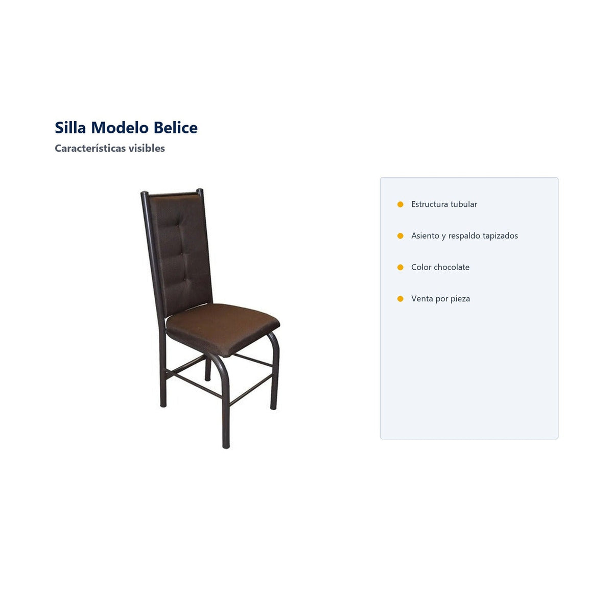 Silla Modelo Belice - características visibles