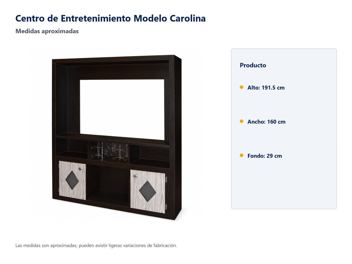 Centro de Entretenimiento Modelo Carolina - medidas aproximadas
