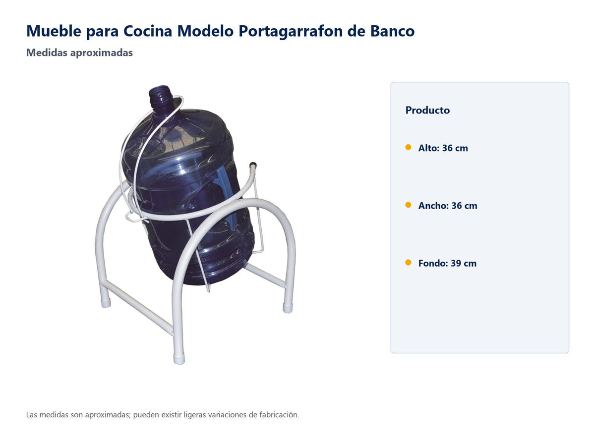 Mueble para Cocina Modelo Portagarrafon de Banco - medidas aproximadas