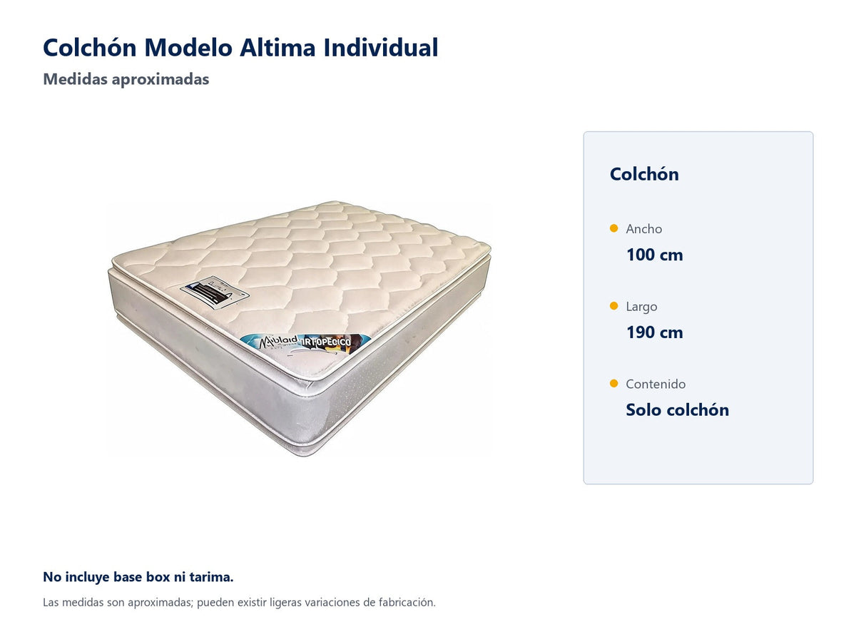 Colchón Modelo Altima Individual - medidas aproximadas