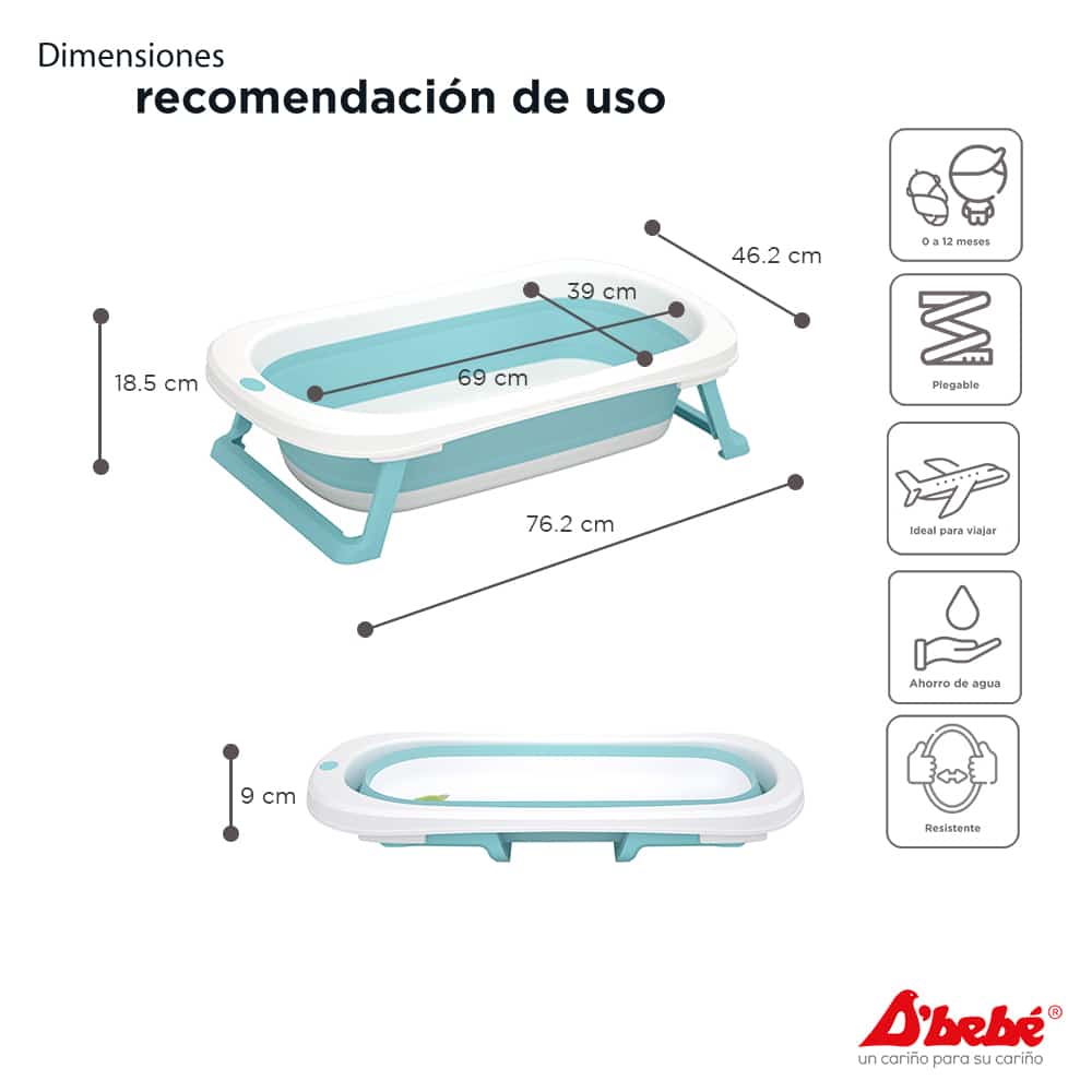 Bañera Plegable D'Bebe Modelo Cuack Baby Verde - detalle oficial del producto