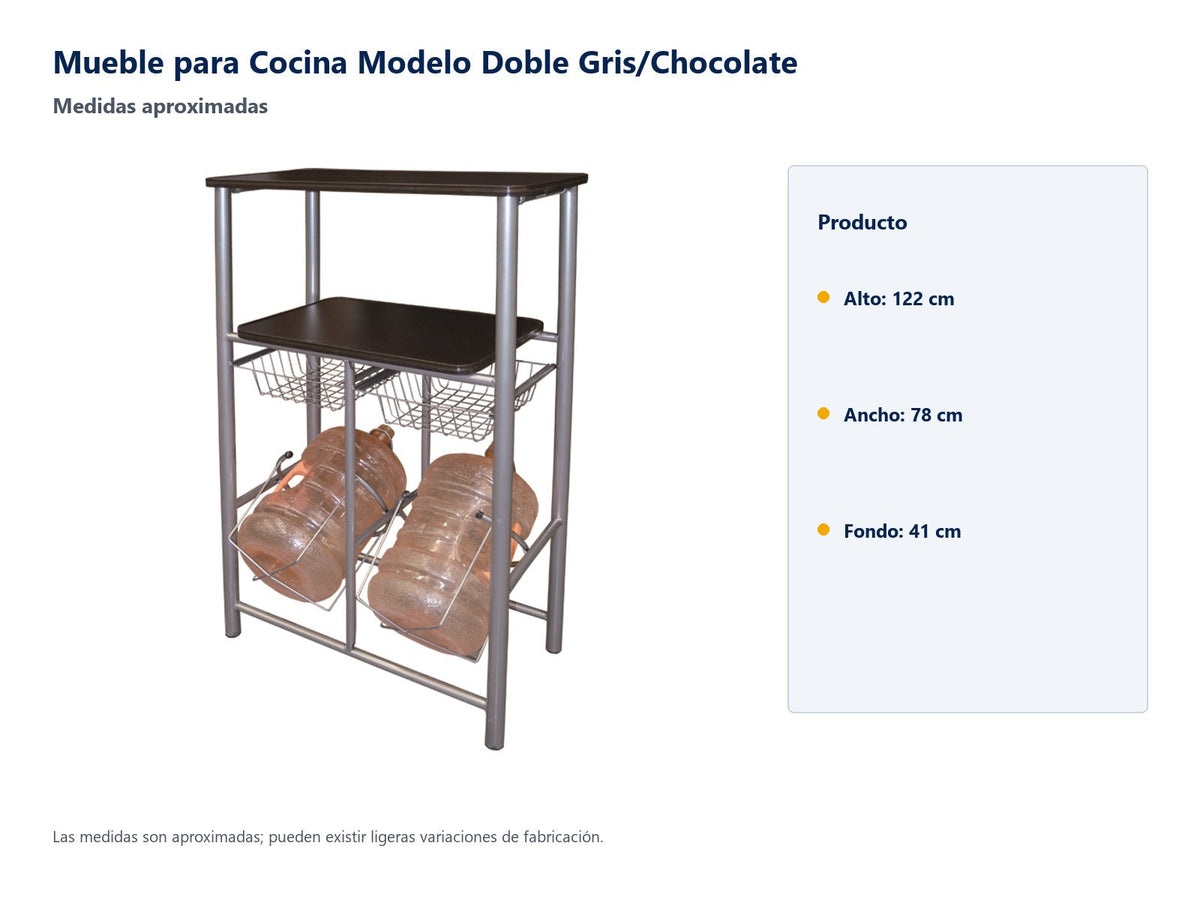 Mueble para Cocina Modelo Doble Gris/chocolate - medidas aproximadas