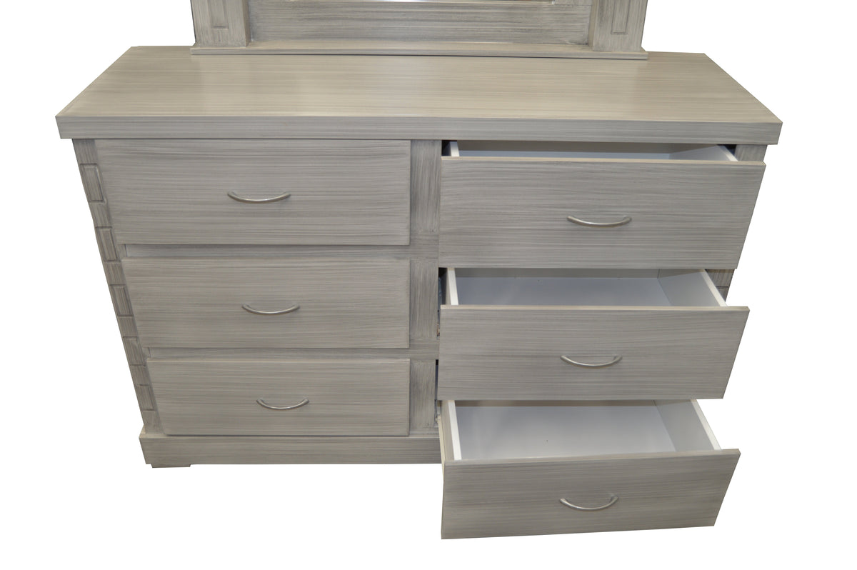Tocador Modelo Estefania Gris - cajones abiertos