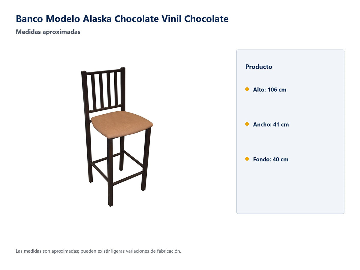 Banco Modelo Alaska Chocolate Vinil Chocolate - medidas aproximadas