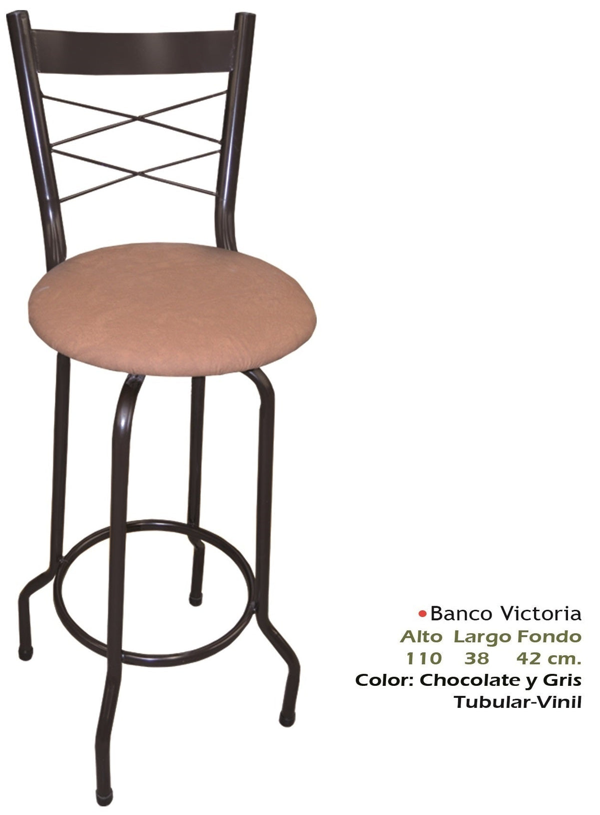 Banco Modelo Victoria Chocolate Vinil Petalo Latte - measurements