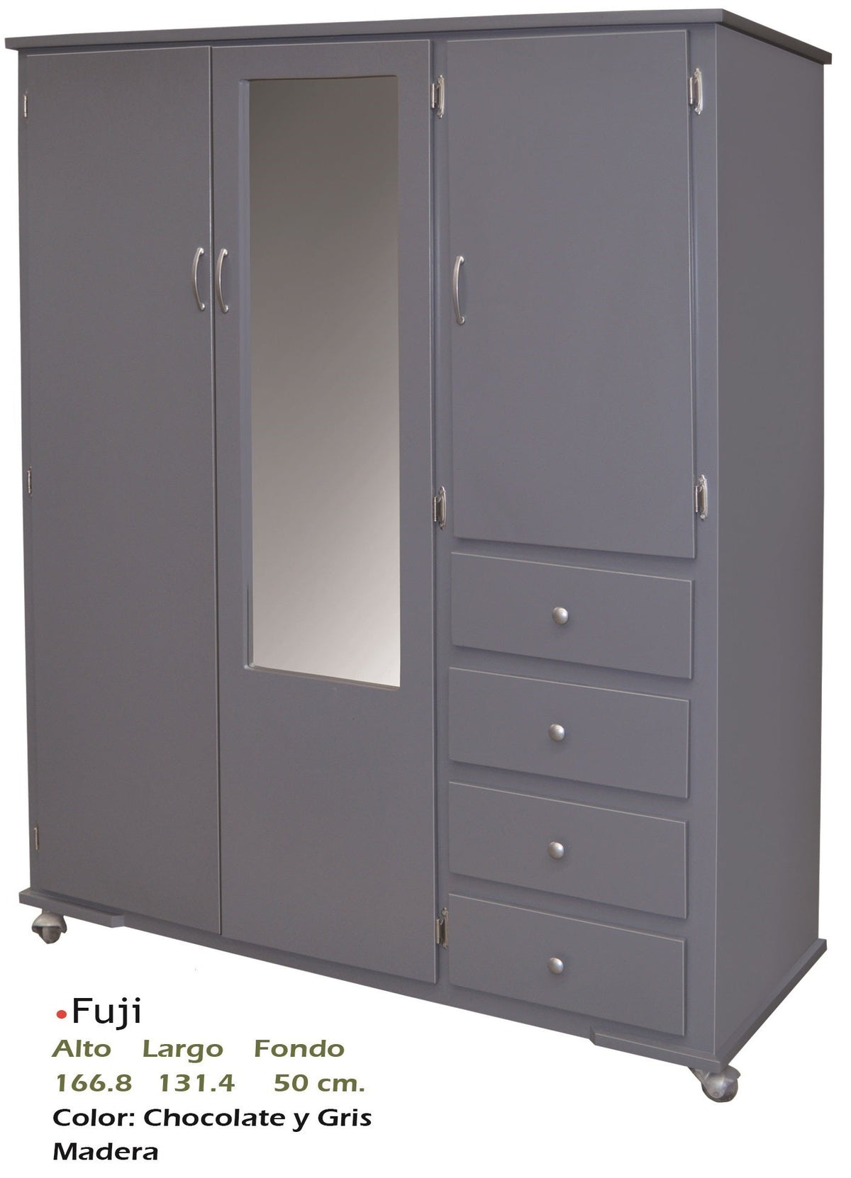 Ropero Modelo Fuji Gris - medidas aproximadas