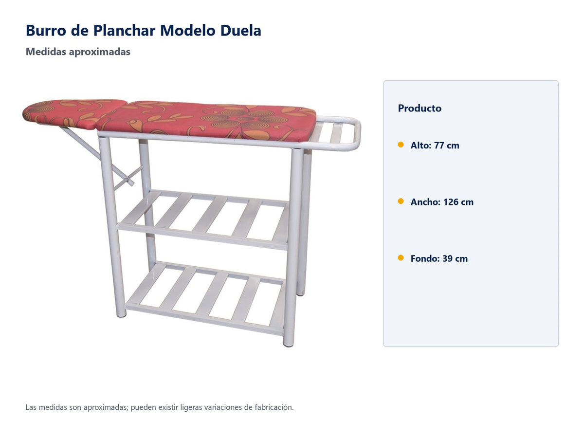 Burro de Planchar Modelo Duela - medidas aproximadas