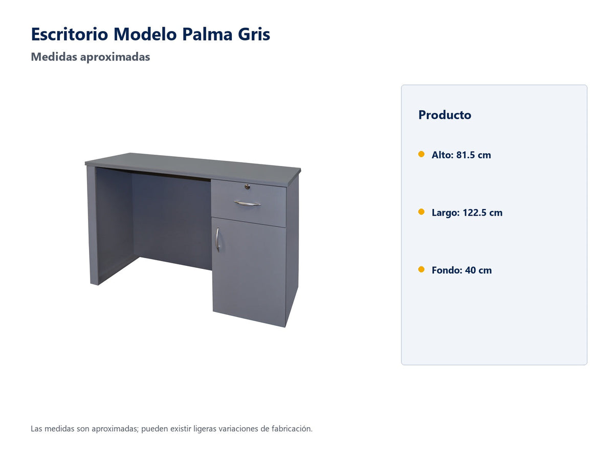 Escritorio Modelo Palma Gris - medidas aproximadas
