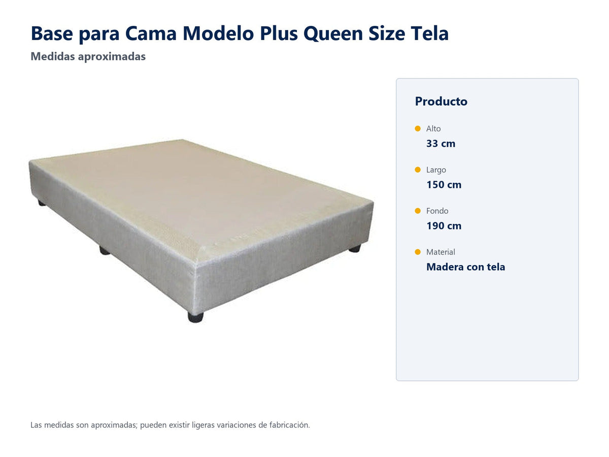 Base para Cama Modelo Plus Queen Size Tela - medidas aproximadas