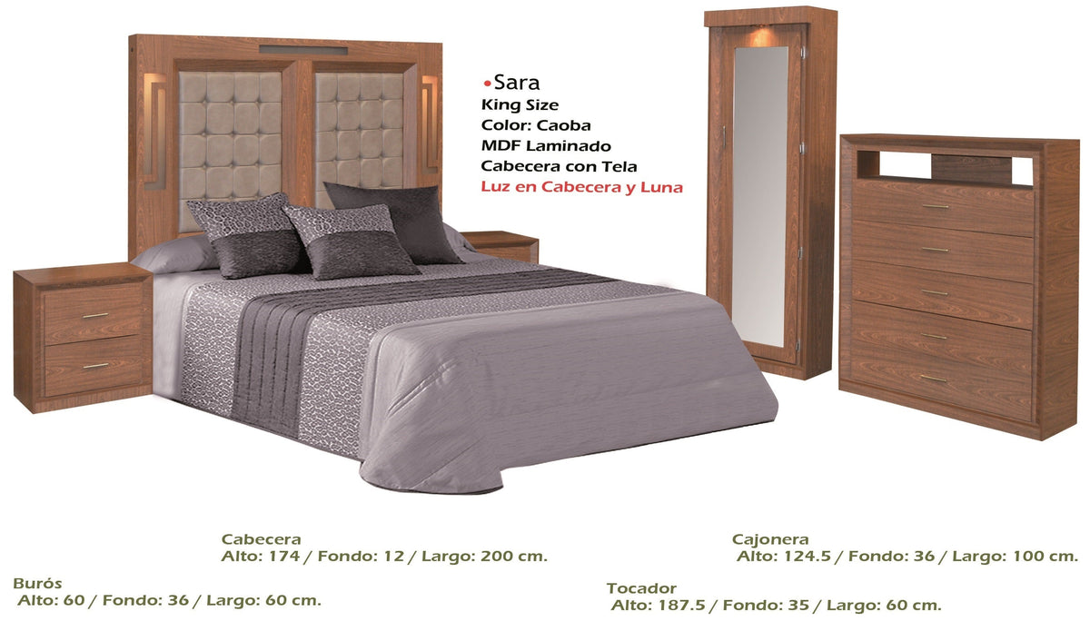 Recámara Modelo Sara King Size - measurements