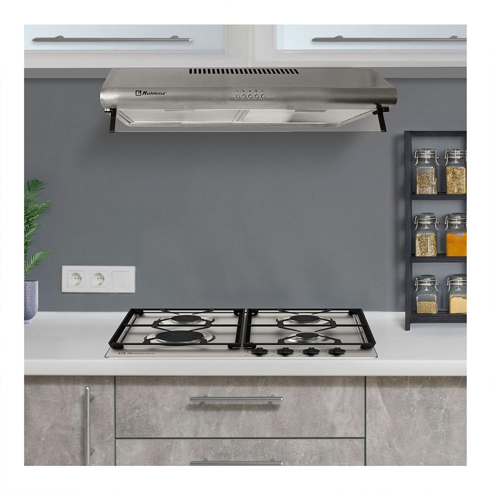 Campana Utilitaria Koblenz Modelo CMK-76IV - portada oficial en cocina; Incluye únicamente la campana; parrilla, muebles y decoración no incluidos.