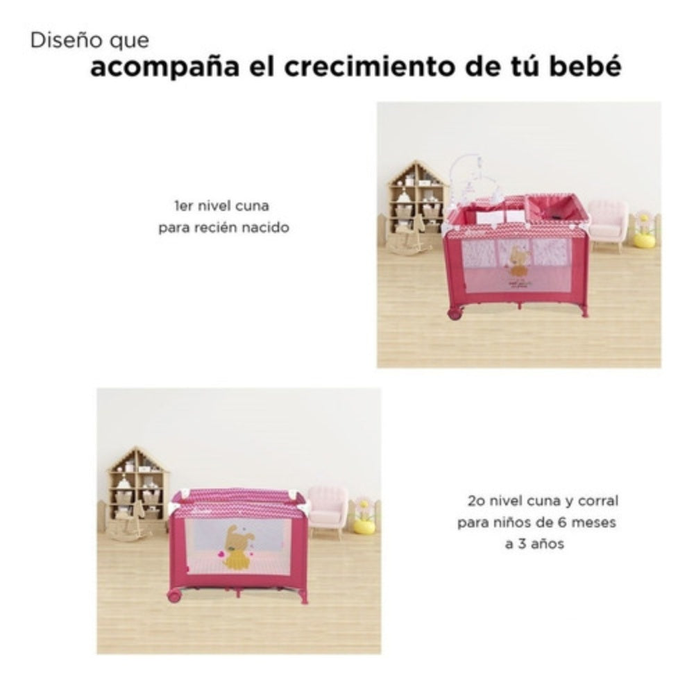 Corral Cuna D'Bebé Modelo Zoo Baby - configuraciones de uso