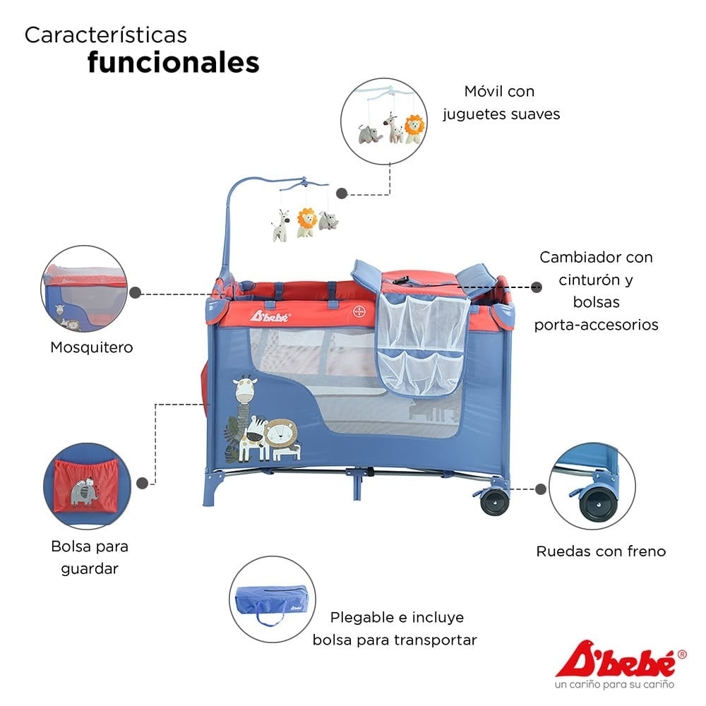 Corral Cuna D'Bebé Modelo Dreams - detalles funcionales