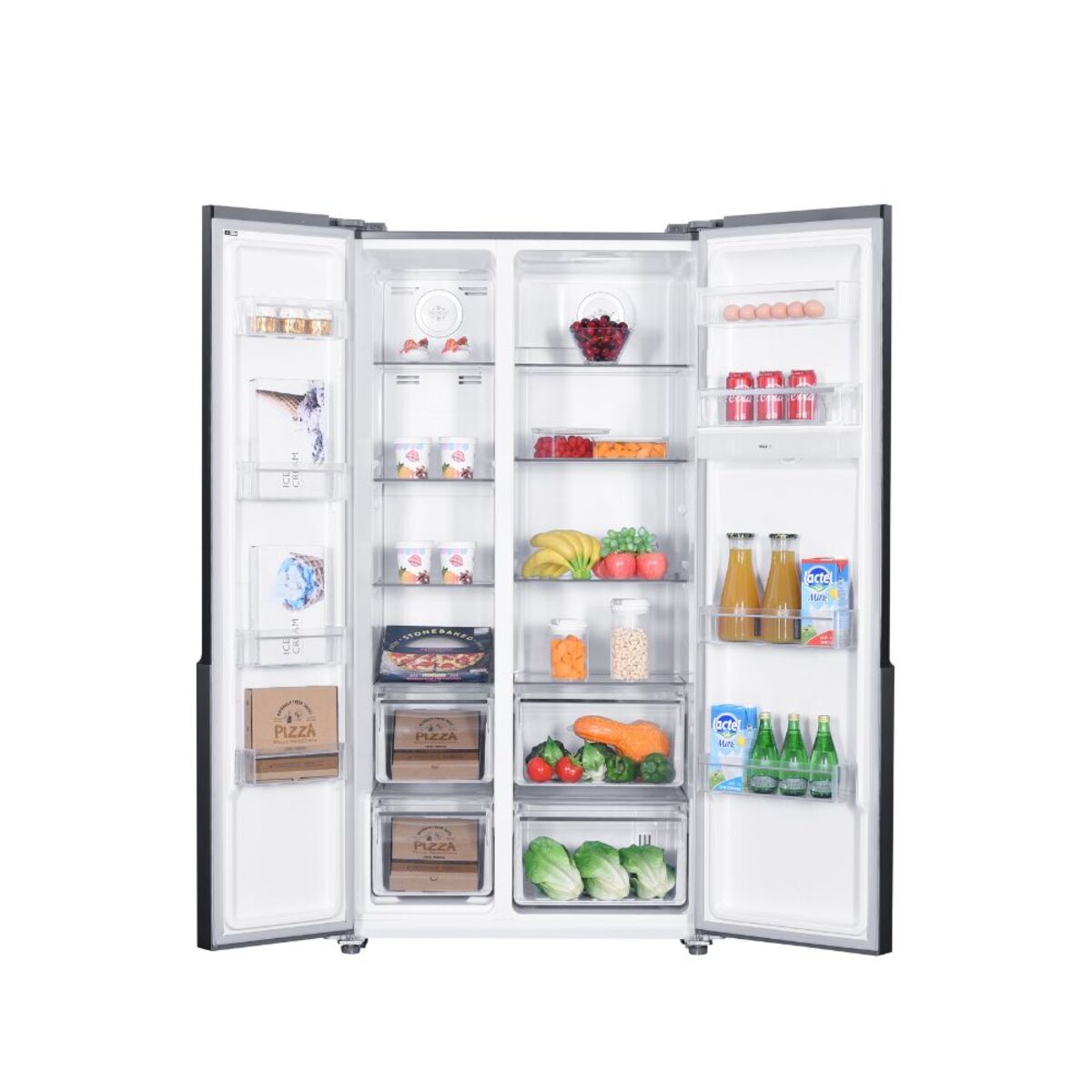 Refrigerador Mabe Modelo MSM521LMLSS0 - interior abierto con accesorios