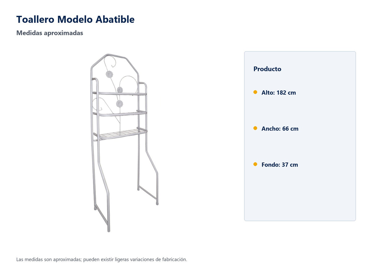 Toallero Modelo Abatible - medidas aproximadas