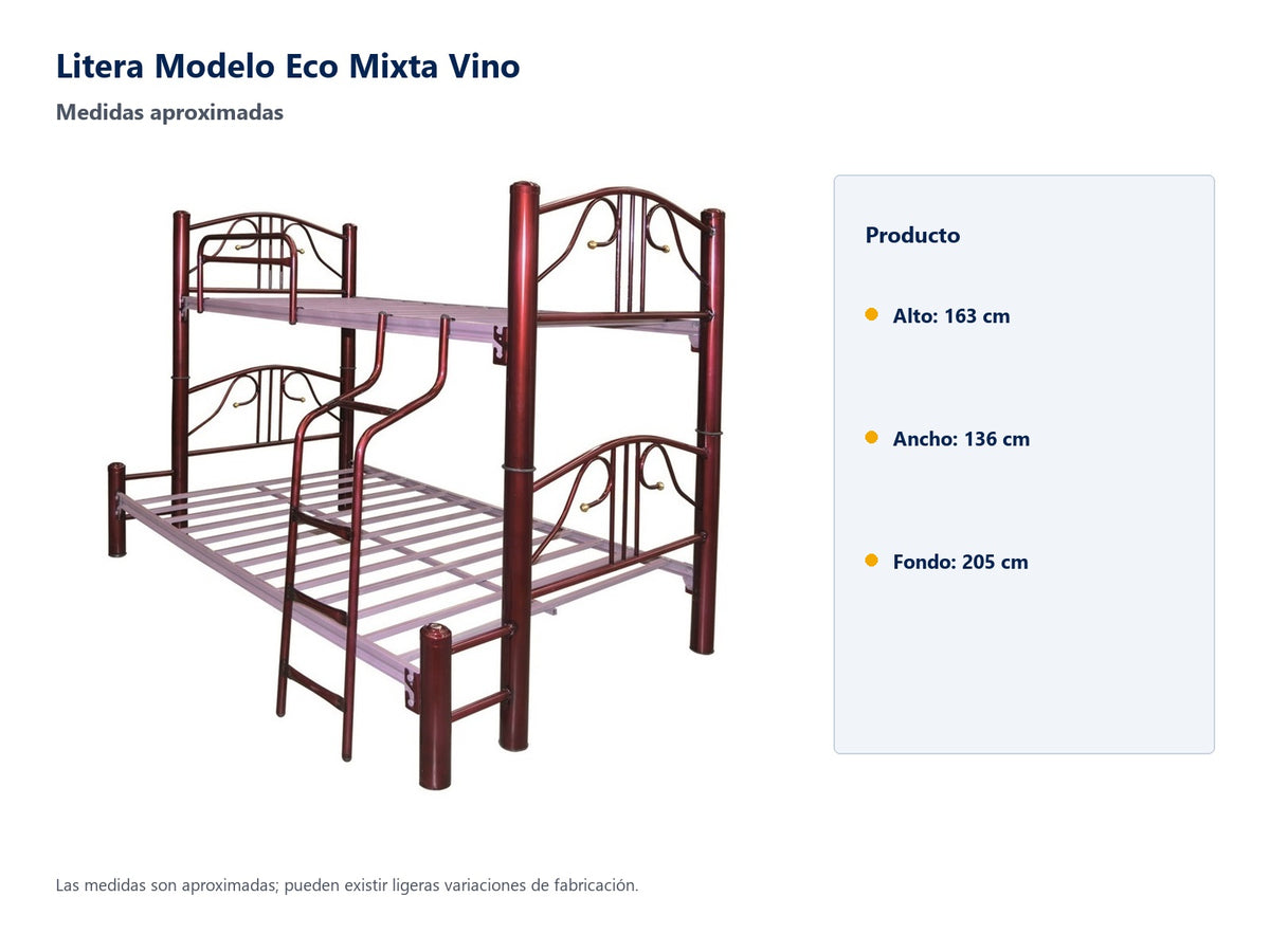 Litera Modelo Eco Mixta Vino - medidas aproximadas