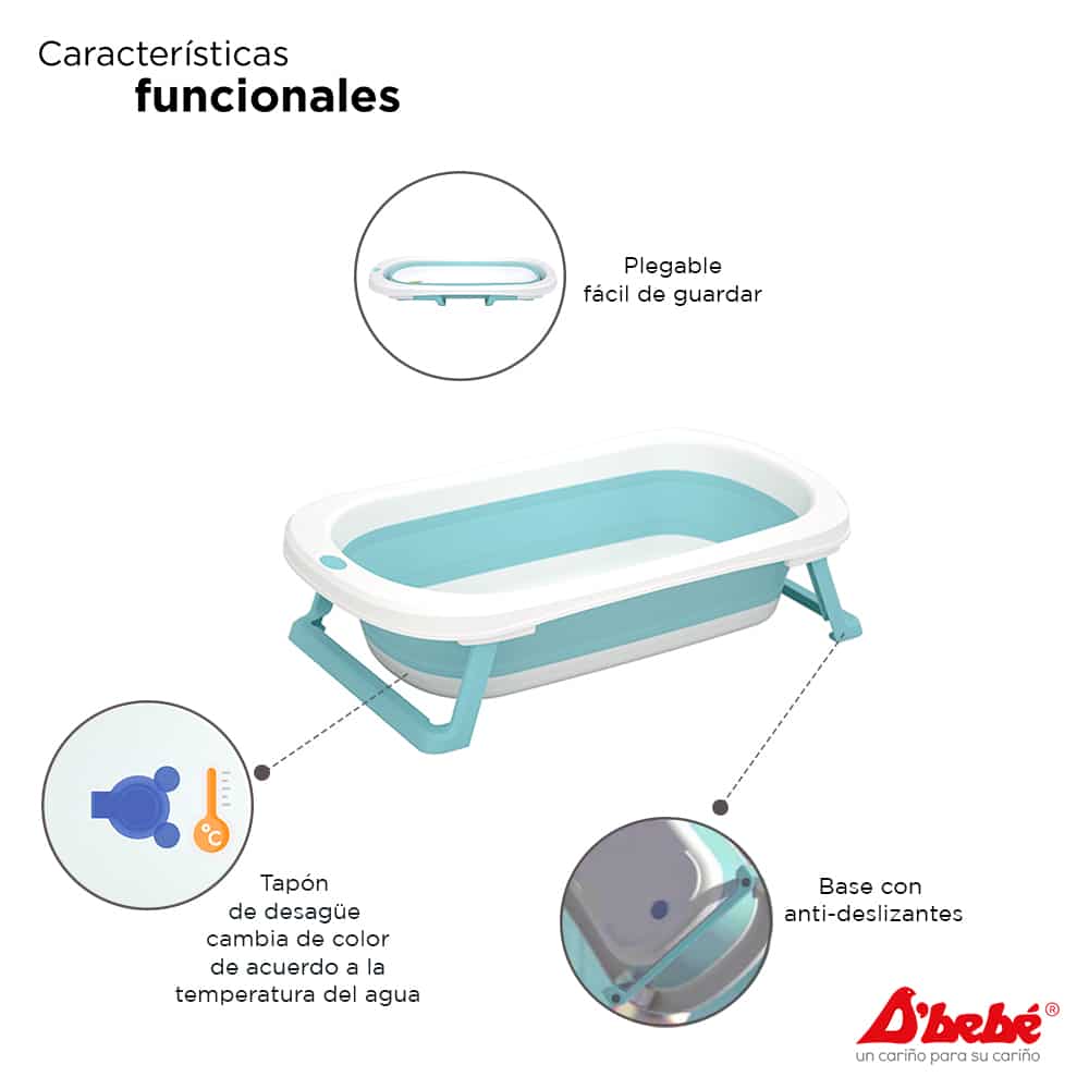 Bañera Plegable D'Bebe Modelo Cuack Baby Verde - detalle oficial del producto