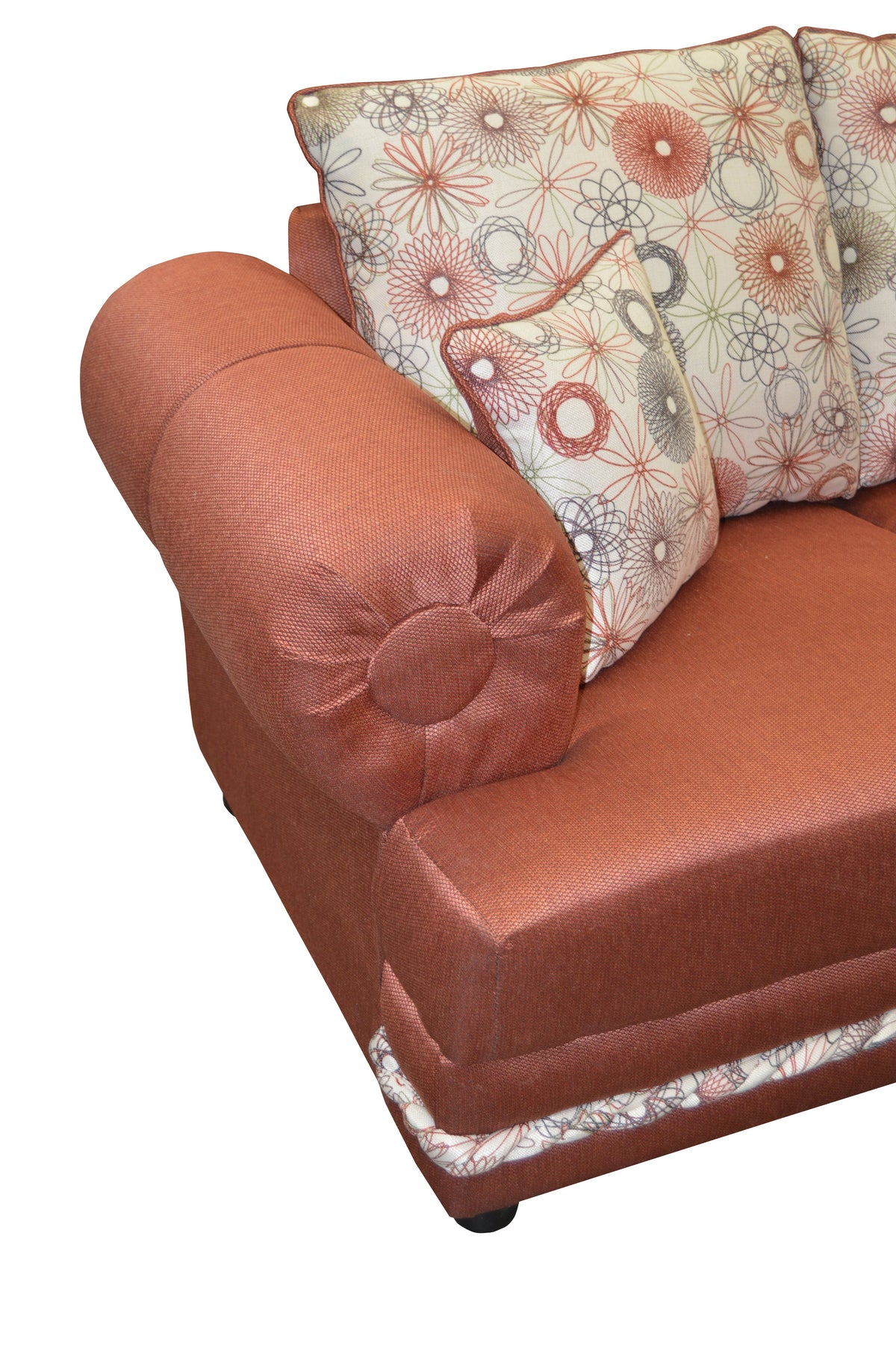 Sala Modelo Heroes 2.2.t. - acercamiento al brazo y tapizado del sofa