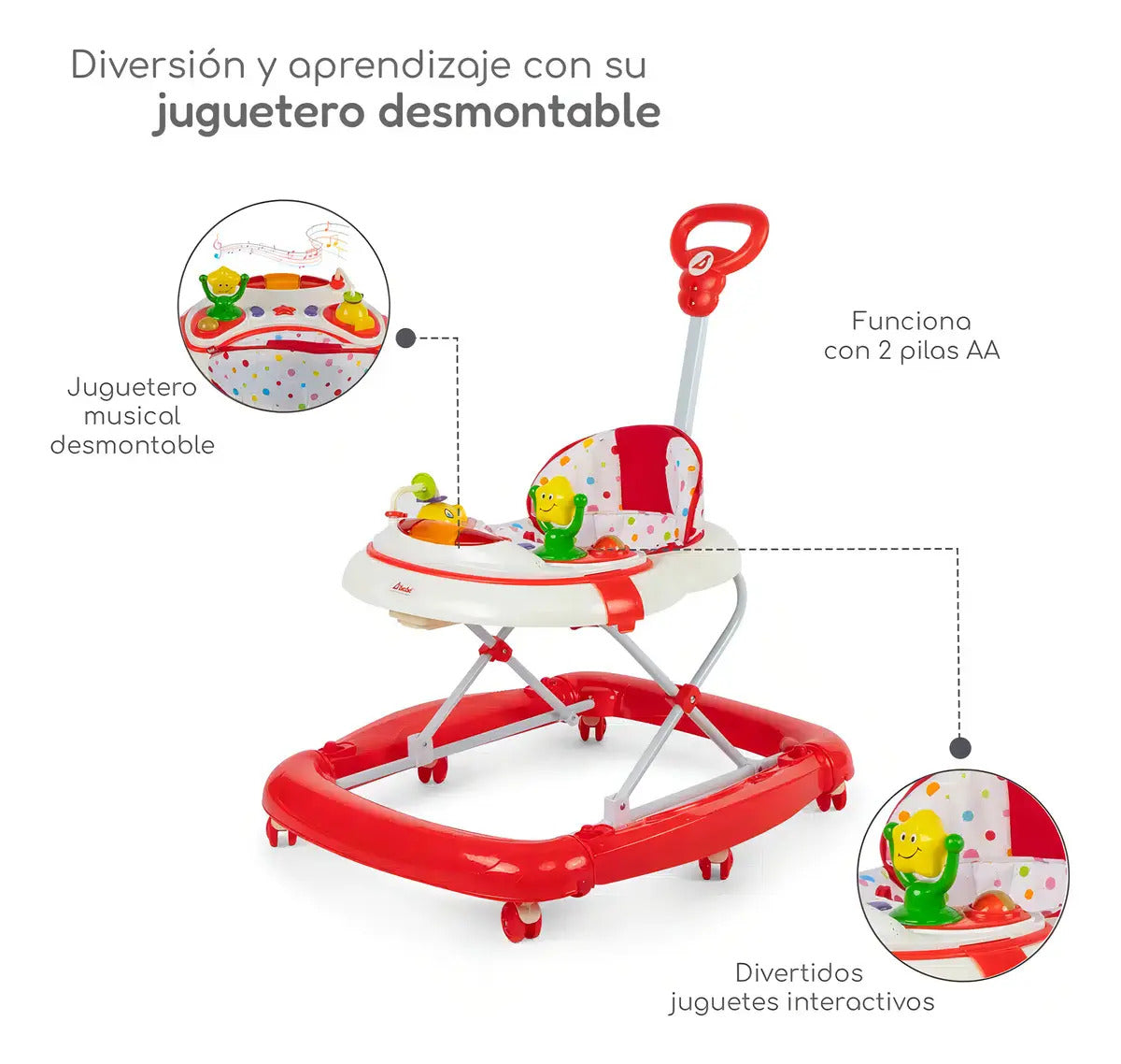 Andadera D'bebe Modelo Rocking Star Roja - medidas aproximadas
