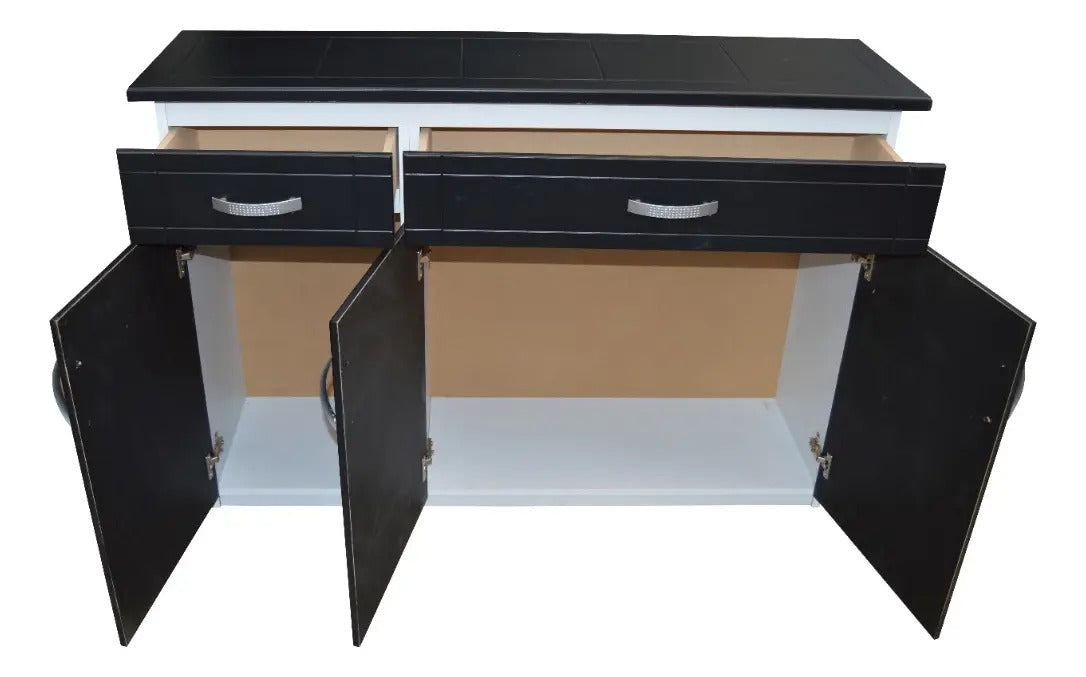 Base para Cocina Modelo Brasil Chocolate - interior con puertas y cajones abiertos