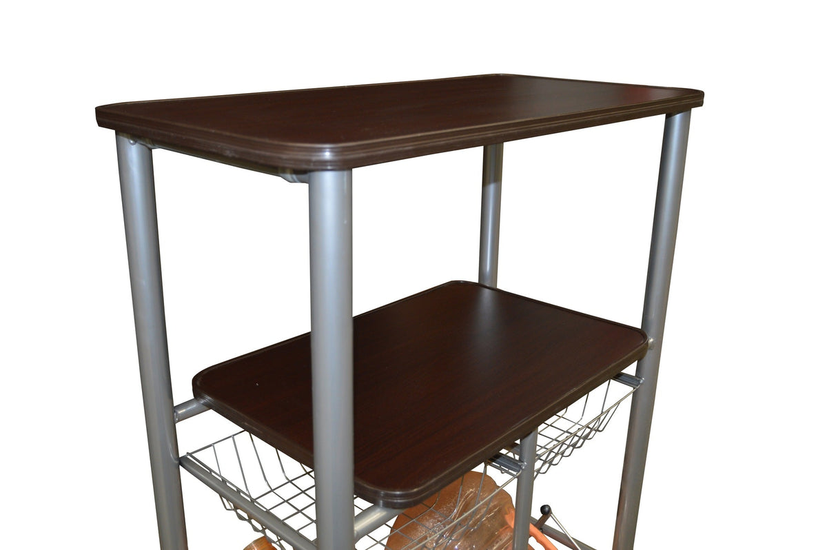 Mueble para Cocina Modelo Doble Gris/chocolate - detalle de repisas y canastillas