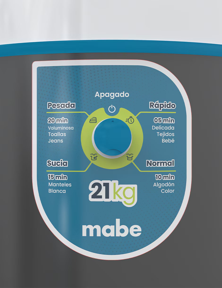 Lavadora Manual Mabe Modelo LRM21A - detalle del panel de control
