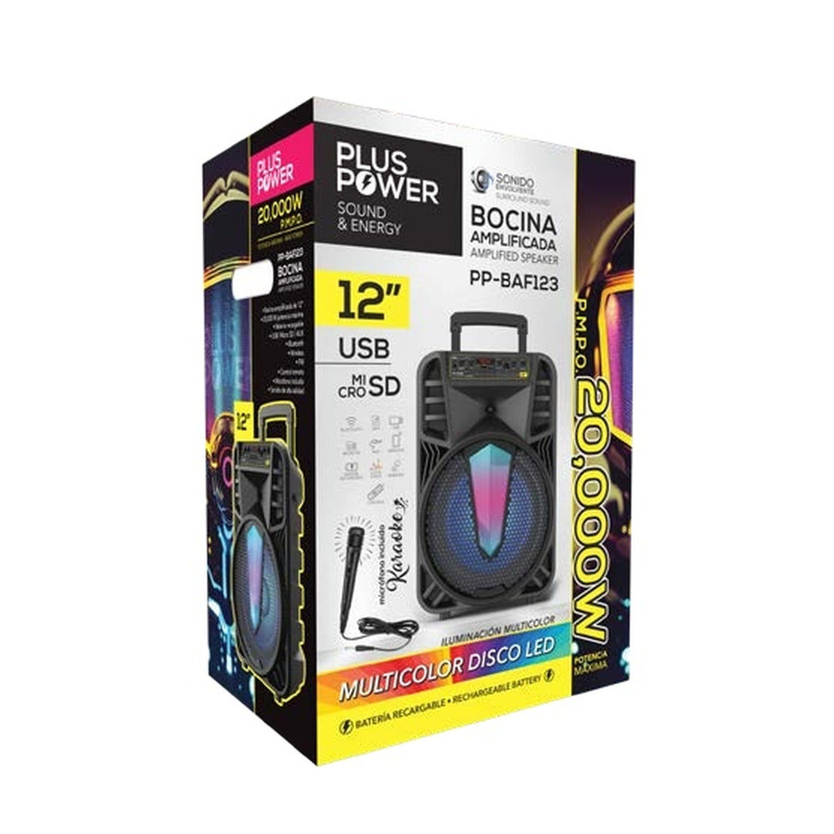 Bafle Amplificado Plus Power Modelo PP-BAF123 - empaque original