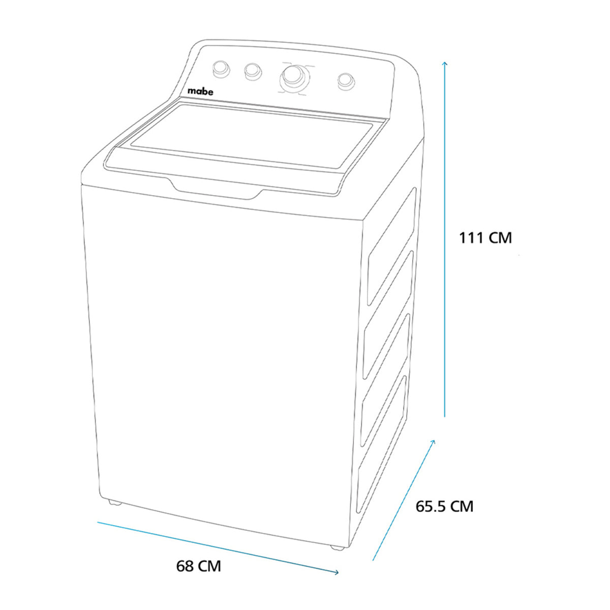 Lavadora Automática Mabe Modelo LMA72215WDAB0 - vista isométrica